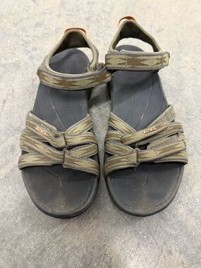 Teva Olive Camo Strap Sandals with Black Footbed